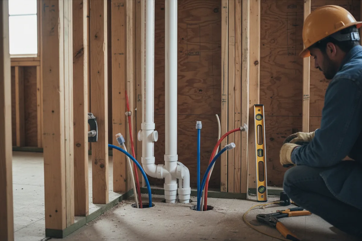 Drain and supply rough-in during Sump Pump Repair in York