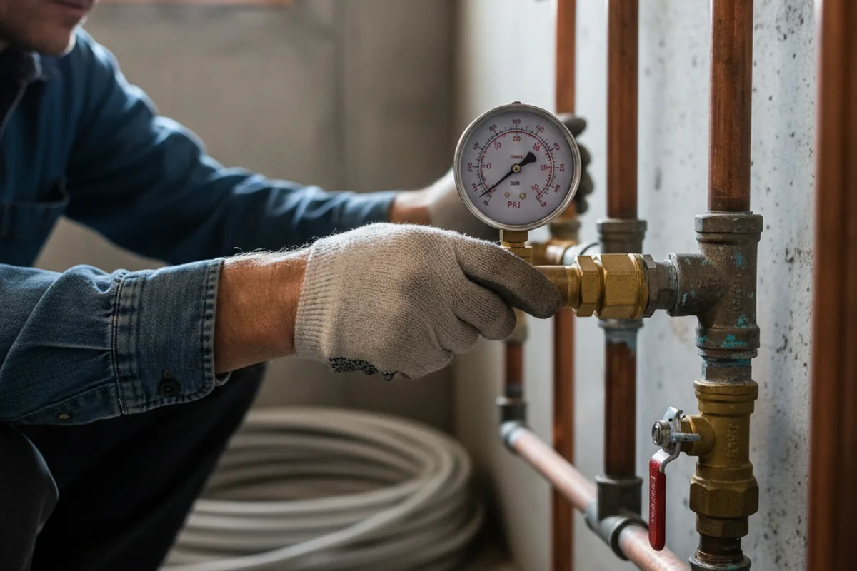 Pressure testing a repaired line during Water Line Repair in York